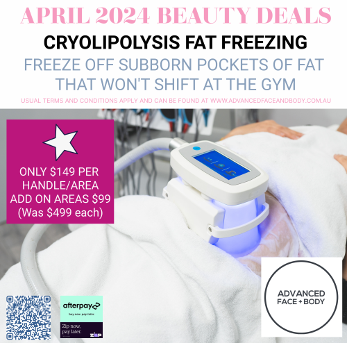 APRIL 24 - CRYOLIPOLYSIS FAT FREEZING TREATMENT - PERMANENTLY REMOVE STUBBORN FAT - ONLY $99 PER ADDITIONAL AREA